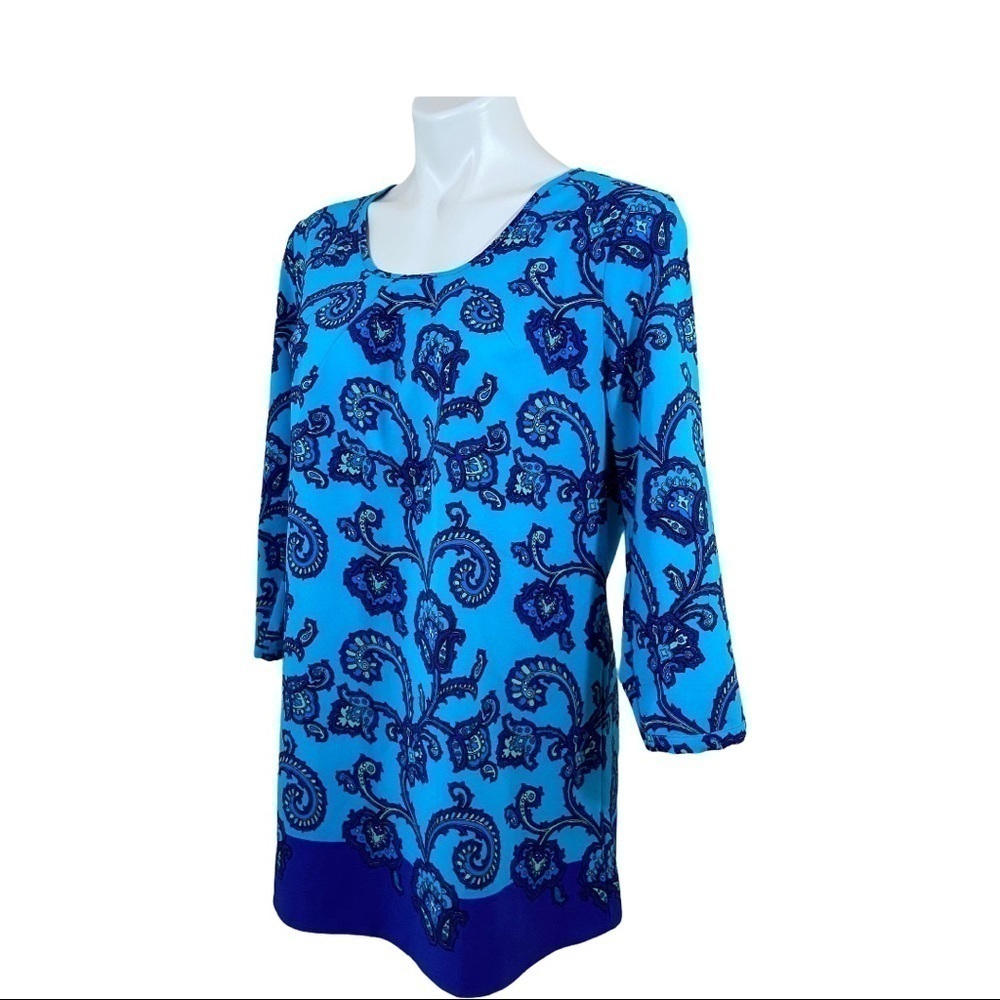🌻LizClaiborne NY Blue Top Tunic Blouse Sz Small - Picture 4 of 7
